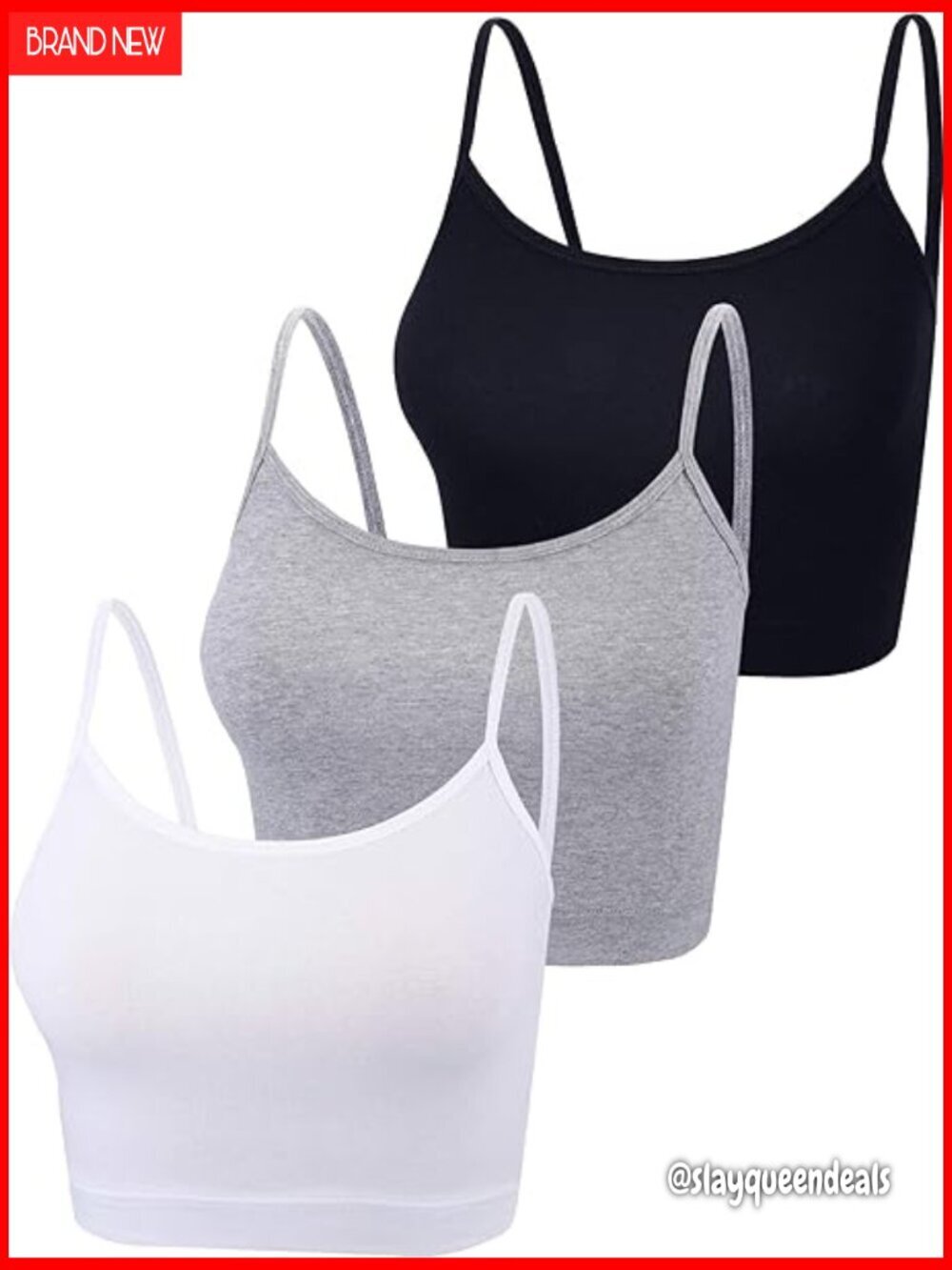 3-Pack Modal Crop Tank Tops Spaghetti Strap Sleeveless for Yoga Gym